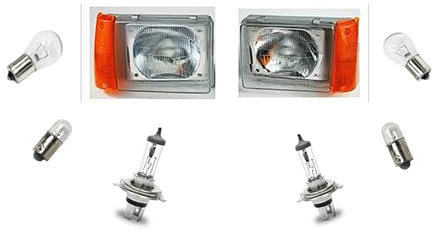 Generico COPPIA Fari anteriori DX - SX Specifici COMPATIBILI con Panda modello 141 dal 1986 al 2003 Fanali Proiettori + Lampade 34400/1-34410/1