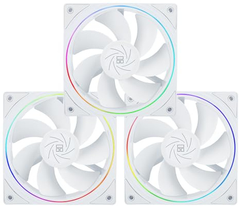 Thermalright TL-S12RW X3 CPU Fan 120mm Reverse Fan Case Cooler Fan Comes with ARGB Lighting,CPU Cooling Fan with 1500RPM Speed,White PC PWM Silent Computer Fan,Set of Fans