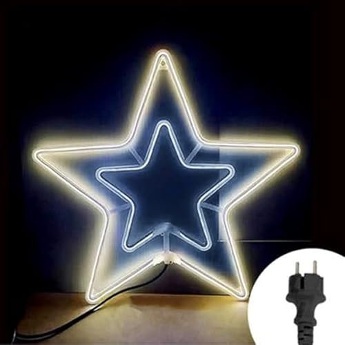Stella Luminosa di Natale Grande da Appendere con Doppia Luce, 8 giochi di luce 336 LED per Decorazioni e Luci Natalizie in Esterno Giardino Balcone Luce Calda + Luce Blu (CALDA + BLU 336 LED)