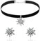 Trachtenschmuck Damen Set,Edelweiß Halskette Und Ohrstecker FüR Damen,Bayerisch Dirndl Schmuck Trachtenkette Damen,Edelweiss Deko Dirndl Accessoires Damen, Kropfkette Elastisch