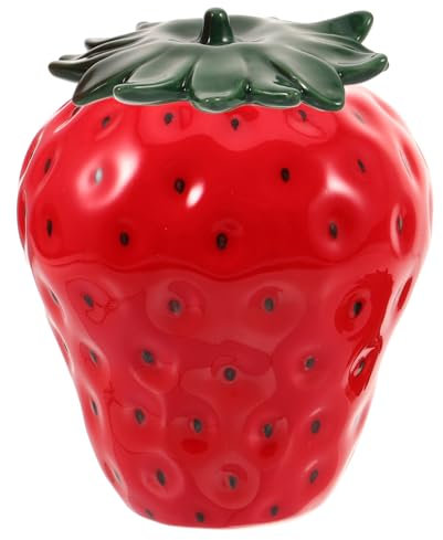 BEBEMOKO Strawberry Ceramic Storage Jar Decorative Strawberry Jar for Tea Lovers for Sugar Cubes and Loose Leaf Tea for Home