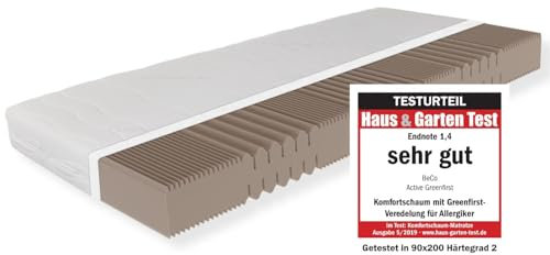 Sleepneo Matratze 90x200, Härtegrad H5, Höhe 18cm, 7 Zonen Kaltschaummatratze 90x200 cm, Antibakterieller Active Greenfirst Bezug ideal für Allergiker, waschbar mit 4-seitigem Reißverschluss