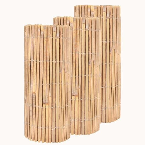 Javco Natural Bamboo Slat Fence - Quality Garden Natural Fence Panels - Bamboo Outdoor Privacy Slat Screening, Protective for Outdoor Wind & Sun - Garden Fence Screening (1m x 4m)