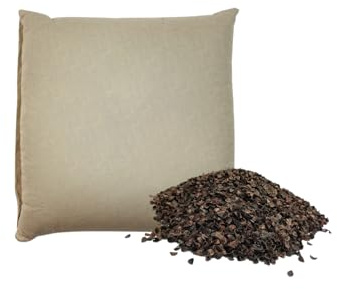 Cuscino per la salute con bucce di grano saraceno - 100% naturale - Ergonomico, traspirante e anallergico - 40 x 40 cm - Capacità 1,8 kg - Rivestimento sfoderabile