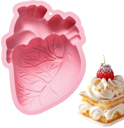 Fyrdyn Molde de Corazón Humano de Silicona - Molde De Corazón Humano En 3D De Silicona Hecho A Mano,Fácil Desmolde para Postres Chocolate Gelatina Muffin Jabón de Arcilla Cera Resina