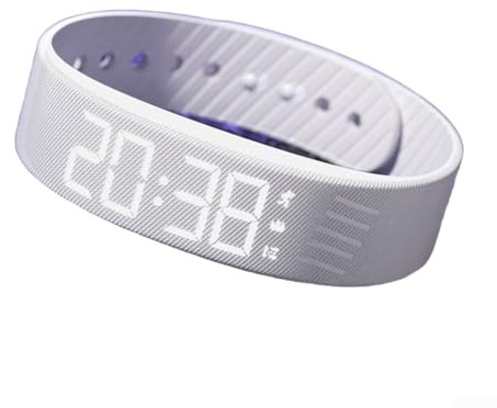 ZAMETTER Montre réveil rechargeable par USB IP65 - Étanche - Bracelet intelligent - Avec vibration silencieuse - Pour fitness et activité quotidienne - Blanc