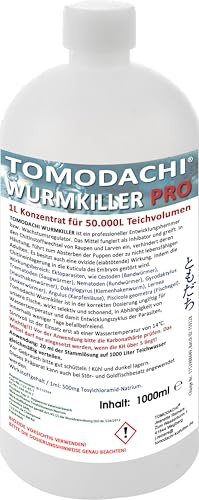 Wurmmittel für Koi Teichfische 1L Konzentrat für 50.000L Teichvolumen Wurmkur Antiwurm Behandlung Hautwurm Kiemenwurm Karpfenlaus Fischegel