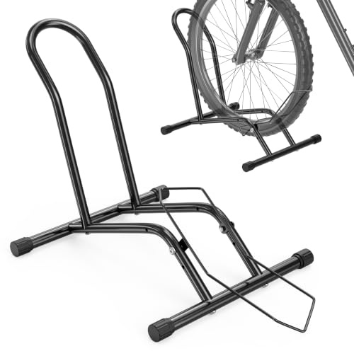 gaobaidu Soporte de Suelo para Bicicletas, Soporte de Bici Ajustable, Portabicicletas Ahorrador de Espacio para MTB y Bici de Carretera, Diámetro de Rueda Máx 76 cm, Uso Interior y Exterior (Negro)