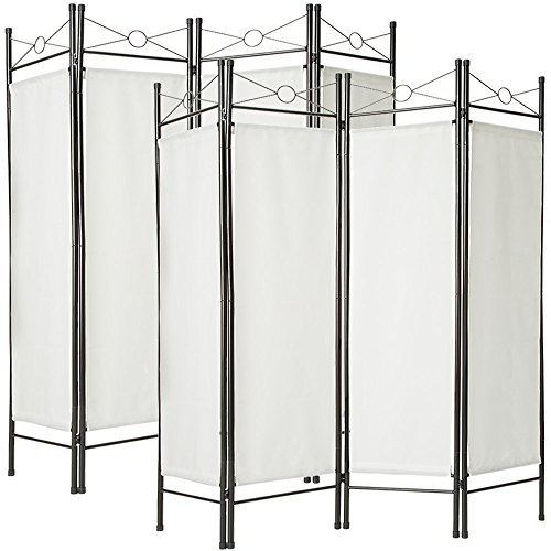 TecTake® 2X Raumteiler Trennwand Paravent spanische Wand 4tlg | 180x160cm - Diverse Farben und Mengen - (2X Weiß | Nr. 401830)