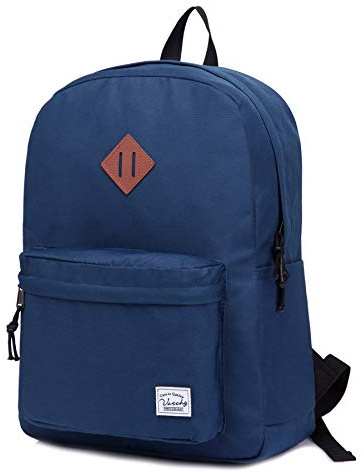 VASCHY Lightweight Water Repellent School Backpack Men's School Bag Women Children Boy Leisure for Girls School High School Teenagers College Business Travel, Blue, Taille unique