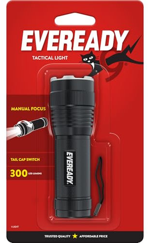 Eveready Energizer LED Torch, (2 Pack), Black, Super Bright Flashlight for Outdoors, Camping and Gifts (2 AAA Batteries Included)