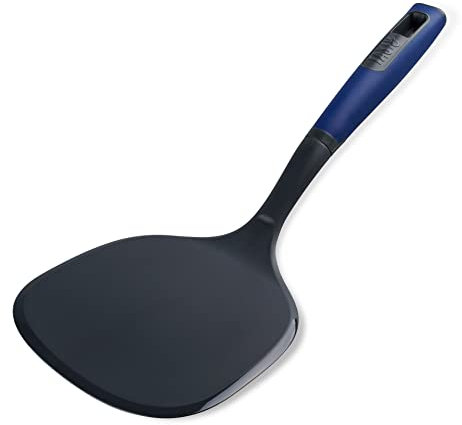 Tasty Everyday Pancake Turner with Flattened Edges, Extra Large Spatula, Soft-Touch Handle, Making & Serving Pancakes Crêpes, Suitable for Coated Pans, Dimensions: 34x15x6cm, Colour: Dark Blue, Grey
