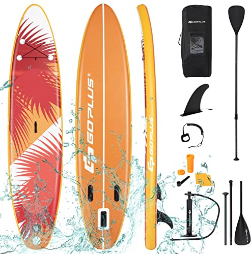COSTWAY Paddle Board Gonflable 320 x 76 x 15 cm, Jaune
