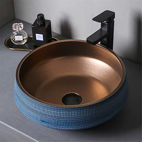 ADITAM Nordic Bathroom Basin Metal Glaze Ceramic Blue Bathroom Furniture Household Wash Basin Outdoor Balcony Washbasin Double The Comfort