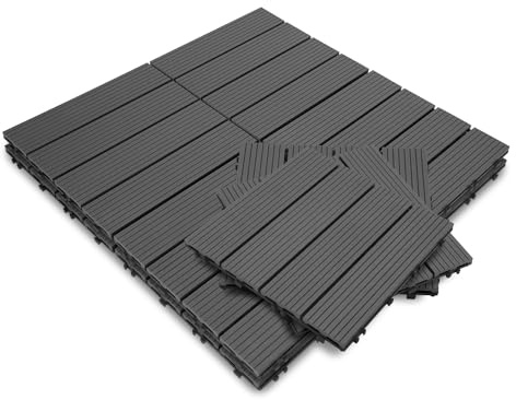 Jopassy 55 piastrelle per terrazze in WPC, 30 x 30 cm, piastrelle da giardino con sistema a clic, piastrelle a clic, 5 m² antracite