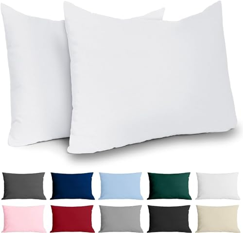 Dreamzie Kissenbezug 40x60 Baumwolle Renforcé (2er-Set) - Weiß - Dicht gewebt mit 57 Fäden/cm² - Kissenbezug 40 x 60 - Oeko Tex Zertifiziert