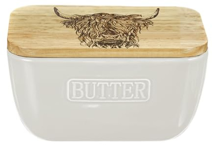 The Just Slate Company Highland Cow White Butter Dish
