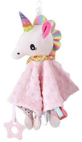 BABYZOCO Doudou Bebe, Manta de Seguridad para Bebés, Mantita de apego bebé, Dudus Bebe, Toalla para bebés, Mantita de apego bebé, Regalos Bebes, 100% Poliester, 26x27cm, Diseño Unicornio