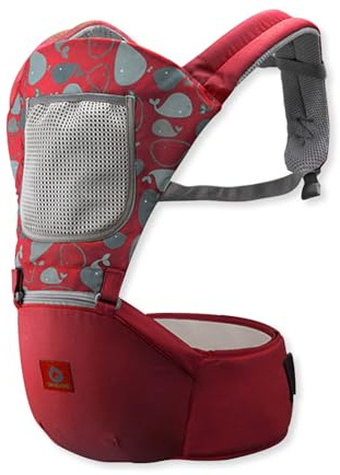 SONARIN Transpirable Multifuncional Mochila Portabebés con Asiento de Cadera,Portabebés Ergonómico Portador de Bebé Multiposición para Recién Nacidos Niños 0-36 Meses(Rojo)