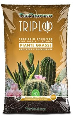 TerComposti TRIPLO Terriccio Specifico per Piante Grasse Cactacee e Succulente Elevata Ossigenazione Radicale (20L)