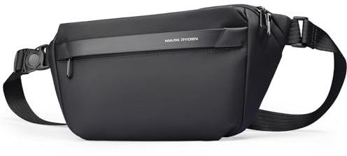 Mark Ryden Große Kapazität Brusttasche Herren, Sling Bag für 11 Zoll Ipad, Wasserdicht Umhängetasche, Alltagsleben Kleiner Rucksack für Reisen, Wandern, Fitness und Radfahren Macht - Schwarz
