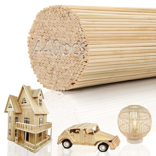 Mbsomnus 440 Stück Zuckerwatte Stäbe Holzstäbchen Rund 300 mm x 3 mm Bambusstäbe Bastelstäbe Natürlicher Bambusstäbe zum Basteln Holzstäbchen zum Basteln für DIY Kunstprojekte Geschenke Dekorationen