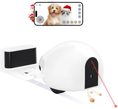 Cat Camera,Moving Pet Camera Robot with Phone App,Pet Camera Treat Dispenser,Pet Camera Indoor,Dog Camera with Night Vision, Two-Way Audio and video ,Self-Charging Version(Support 2.4GHz Wi-Fi only)