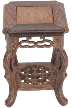 Cabilock Wooden Plant Stand Square Pot Base 9x13cm Chicken Wing Wood Indoor Flower Display Shelf Plant Holder for Home Garden Balcony Use