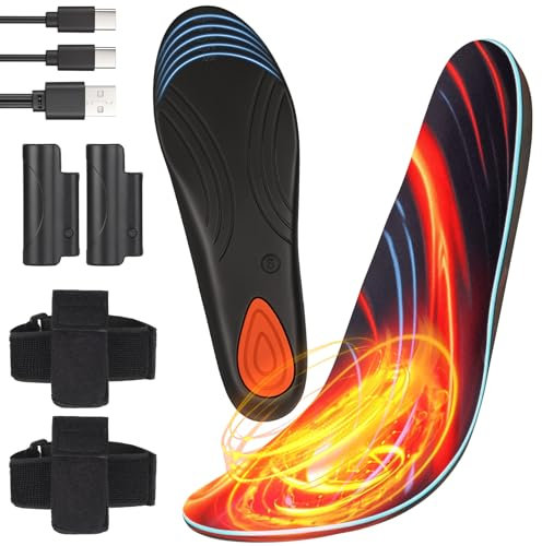 Beheizbare Sohlen mit Akku, Wärmesohlen mit 3 Heizstufen, Akkubetrieb Thermosohlen Herren Damen, Heizsohlen für Schuhe, für Ski, Jagd, Wandern, Camping, Outdoor (Zuschneidbar Größe : 36-41)