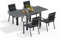 Devoko Gartenmöbel Set 4 Personen,4+1 Aluminium Tisch und Stühle Set Balkonmöbel, 4 Stapelbare Gartenstühle und 1 80/160 cm Dehnbarer Gartentisch,Terassen möbelsets außen Lounge, Dunkelgrau