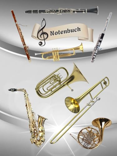 Notenheft Trompete DIN A4 Notenbuch Posaune Musikunterricht Waldhorn Notenlinienheft Große Lineatur Blasinstrumente Anfänger Kornett Querflöte ... Notensysteme Bariton Musiker Fagotte 02B07