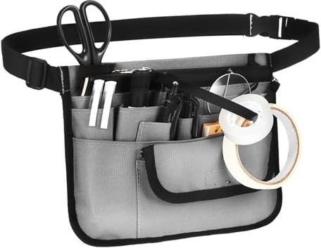 SEWACC Delantal De Trabajo Multifuncional Gris Para Con Múltiples y Cinturón Ajustable Para Cocina De Restaurante y Bistró