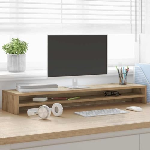 Genérico Soporte para Monitor de Roble Artesanal, 100 x 24 x 13 cm, Madera de ingeniería,Vídeo,Accesorios de vídeo,Accesorios y Piezas para televisores,Soportes para monitores y televisor,855825