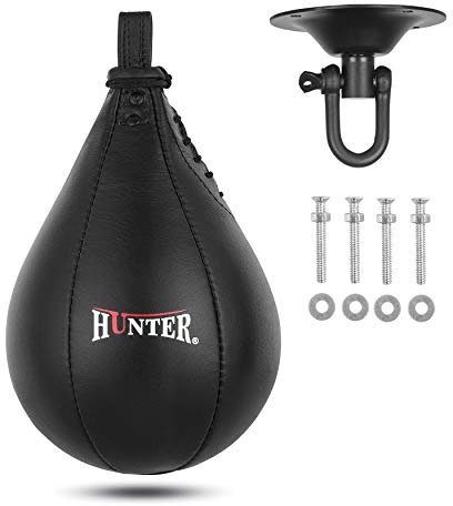Hunter Leather Speed Bag with Hanging Swivel - Boxing Training Bag for Speed & Accuracy