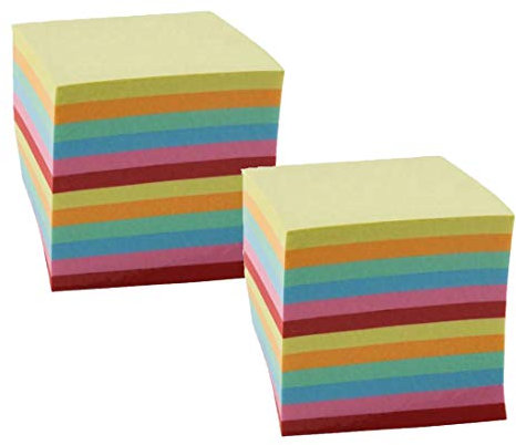 Idena 311023 - Notizklotz blanko kopfgeleimt, 9 x 9 x 9 cm, 80g/m², Circa 700 Blatt (farbig, 2 Notizklötze)