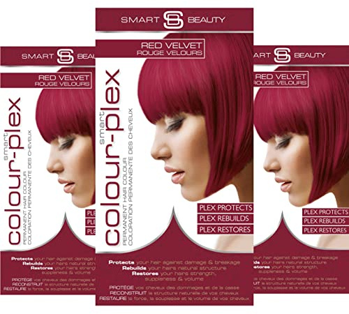 Dark Red Hair Dye Permanent Colour with Anti-Breakage Plex Hair Care, Vegan & Cruelty-Free, PPD Free Hair Dye, Grey Coverage, Dark Red Hair Colour, Smart Beauty (pack of 3)