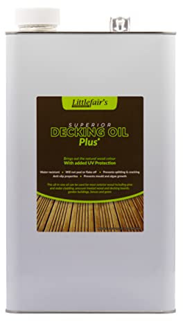 Littlefair’s Decking Oil 5ltr- Deck Oil for Ultimate Protection & Weatherproofing - Added UV Protection & Non-Toxic Finish - Clear Decking Oil Protector with All-in-One Treatment for Exterior Wood