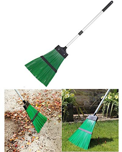 Telescopic Stiff Garden Broom Sweeping Brush Hard Synthetic Bristles Outdoor Yard Lawn Artificial Grass Cleaning
