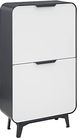 Arregui Round CR441-R Cubo de Basura y Reciclaje de Acero de 4 Compartimentos, Moderno y de Diseño | 4x17L (68L) | Cubos de Basura de Cocina | Contenedores de Reciclaje | antracita y blanco mate