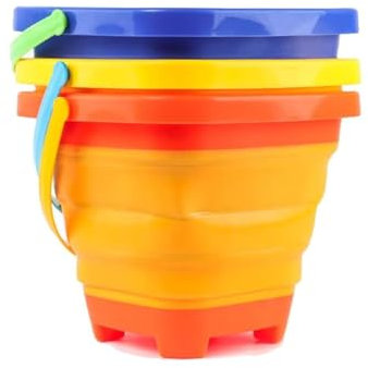 TLHWIN 3-teiliger Falteimer Teleskop-Sandeimer Silikon Falteimer, für Kinder Strand Spielen Camping Wasser Fisch Waschen Garten Sommer Schwimmen Spielzeug Zuhause