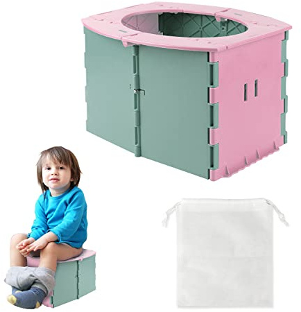 CPROSP Faltbar Toilettensitz Kinder Unterwegs, Mobiles Baby Töpfchen Tragbar, Baby WC Töpfchen für Kinder 12-36 Monate, Rosa