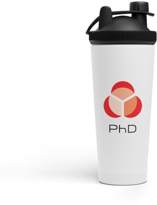 PhD Nutrition Stainless Steel Protein Shaker, 750 ml, Matte White