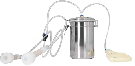 Mjölkmaskin för getter, 2000 ml starkt sugande rostfritt stål utan lukt dubbel huvud manuell mjölkmaskin transparent lock lätt att kontrollera bärbar mjölkmaskin för hushållet
