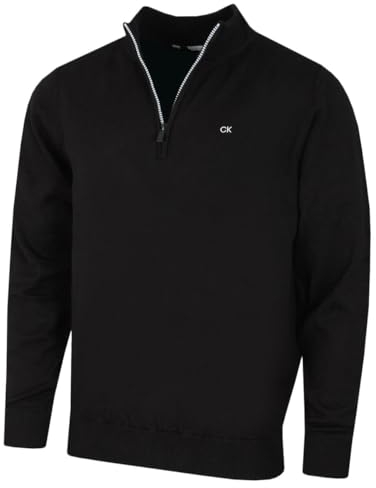 Calvin Klein Herren Heather Half Zip Pullover - Schwarz/Silber - M