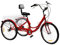 ROGONPDK 24 Zoll Dreirad Faltable Dreirad für Erwachsene 3 Räder 7 Gang Adult Fahrrad Erwachsenendreirad Rot Dreirad Senioren Seniorenrad Senioren Fahrrad mit Korb