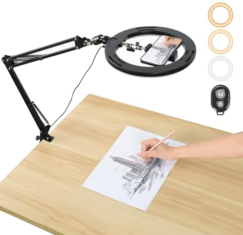UTEBIT Anillo de Luz de 10 Pulgadas con Trípode Flexible para Teléfono Móvil - Ideal para Creación de Contenido Video Tiktok