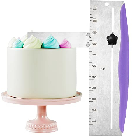 Weskjer Tortenspachtel Edelstahl, Tortenspachtel Edelstahl für Buttercreme-Kanten, Kuchenschaber für Torten, Verstellbarer Küchenspachtel, Tortenschaber,Torten Schaber,Küchenschaber für Mousse, Käse