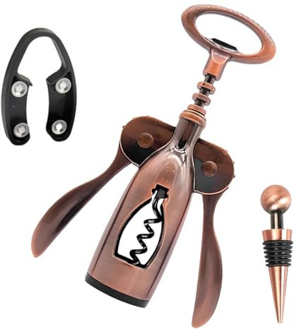 Abrebotellas de vino de diseño de 2 modelos – Sacacorchos de aleación de zinc, retire el tapón de cerveza | Juego de abridor de vino de sacacorchos de servidor profesional, sacacorchos multifuncional