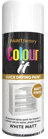 AlezyB - 12 x White Matt 400ml All Purpose Spray Paint | Use on Metal, Wood, Plastic and Multipurpose Aerosol Professional Quality Perfect Finish, for Interior Exterior and Excellent Coverage
