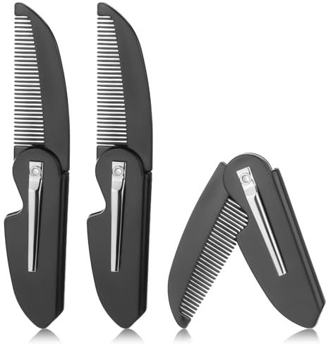 Bartkamm 4 Stück Faltbarer Bartkamm Männer Faltbar Schnurr Klappkamm, Bart Kamm, Taschenkamm, Tragbarer Styling Haarkamm, Tägliche Pflege das Stylen von Haar Bart